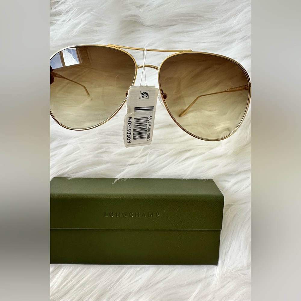 Longchamp Gold Frame Aviator Sunglasses - Picture 3 of 3